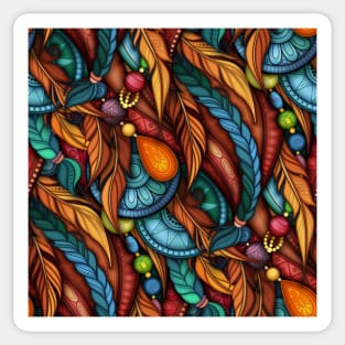 Ornate Decorative Seamless Pattern with Lot of Details. Realistic 3d Ornament.ribal Pattern with Feathers Sticker